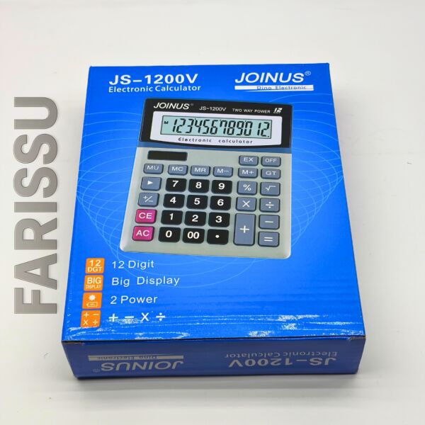 JOINUS JS-1200V 12 Hane Büyük Ekran İki Yönlü Güç Kaynaklı Masaüstü Hesap Makinesi
