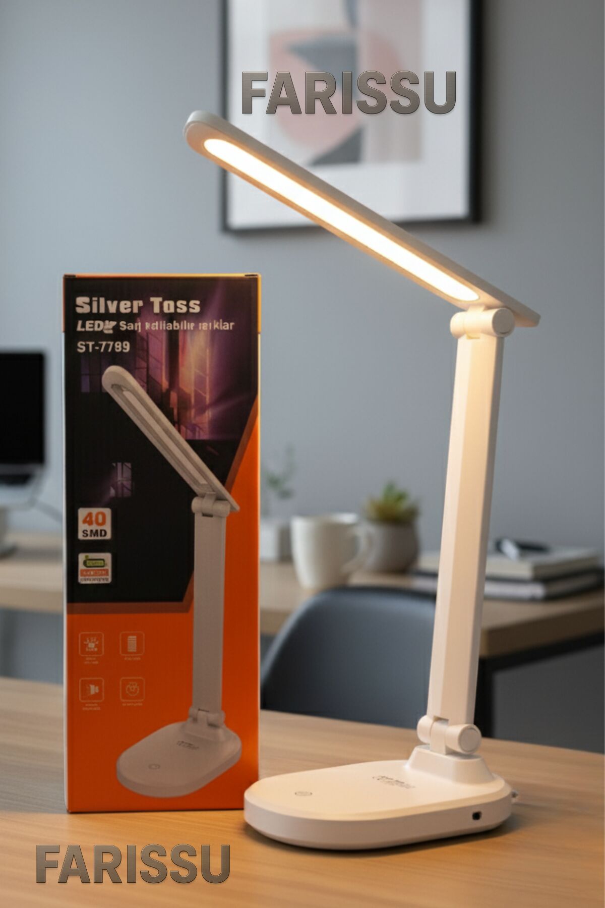 ST-7799  Göz Koruyucu, Katlanabilir LED Masa Lambası | 2400 mAh Şarjlı, 3 Kademeli Işık Ayarı