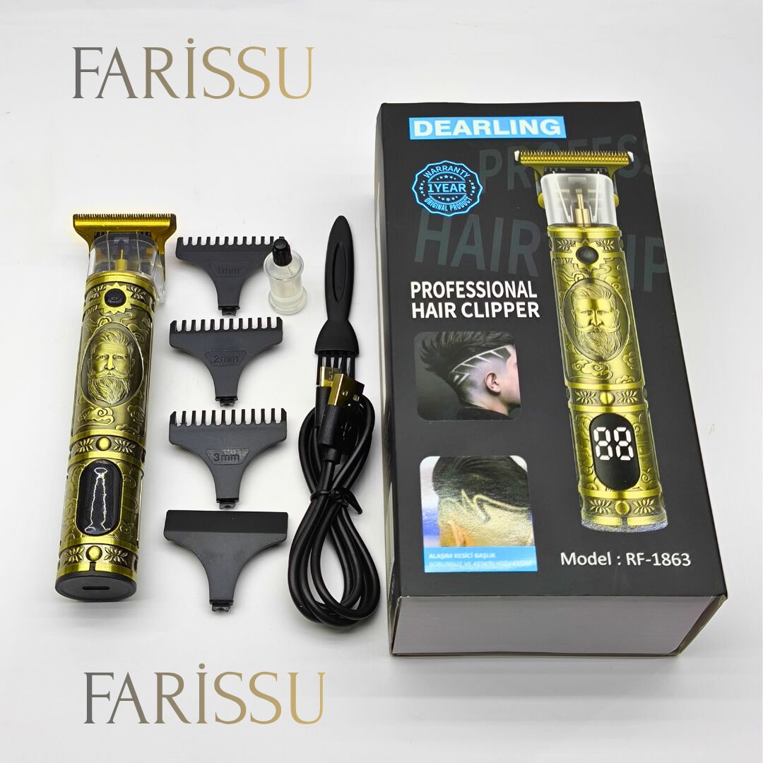 Dearling RF-1863 Antika Tasarım Profesyonel Kablosuz Saç Sakal Traş Makinesi