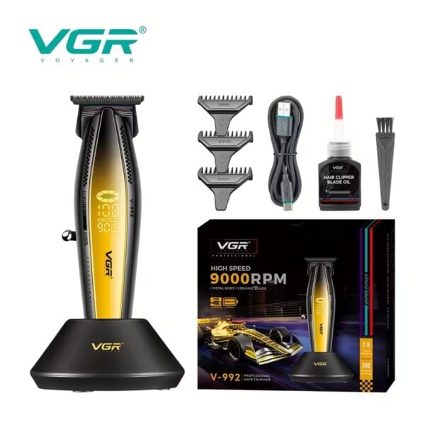 VGR V-992 Profesyonel 9000 RPM Yüksek Hız Metal Gövde Şarjlı Saç ve Sakal Çizim Makinesi