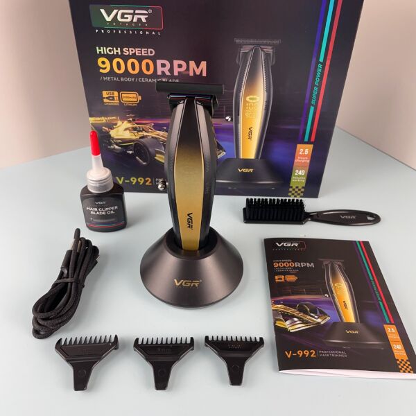 VGR V-992 Profesyonel 9000 RPM Yüksek Hız Metal Gövde Şarjlı Saç ve Sakal Çizim Makinesi