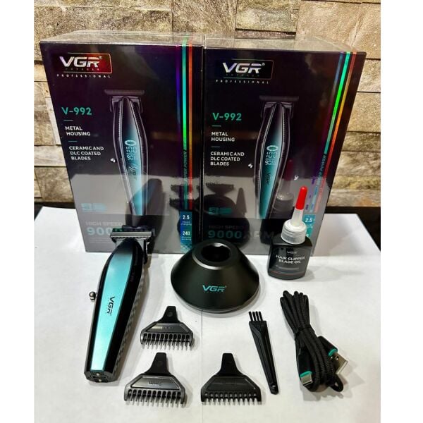 VGR V-992 Profesyonel 9000 RPM Yüksek Hız Metal Gövde Şarjlı Saç ve Sakal Çizim Makinesi