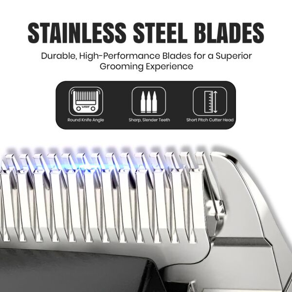 Profesyonel Şarjlı Saç Kesme Makinesi - 200 Dakika Çalışma Süresi, 7000 RPM Motor ve 8'li Tarak Seti