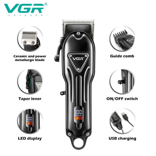 VGR V-051 Profesyonel Şarjlı Saç Kesme Makinesi - 300 Dakika Kesintisiz Güç & Seramik Bıçak