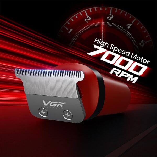 VGR V-987 Profesyonel Seramik Bıçaklı Sakal ve Ense Çizim Makinesi - Turbo Modlu & 2000mAh Batarya kımızı