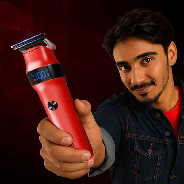 VGR V-987 Profesyonel Seramik Bıçaklı Sakal ve Ense Çizim Makinesi - Turbo Modlu & 2000mAh Batarya kımızı