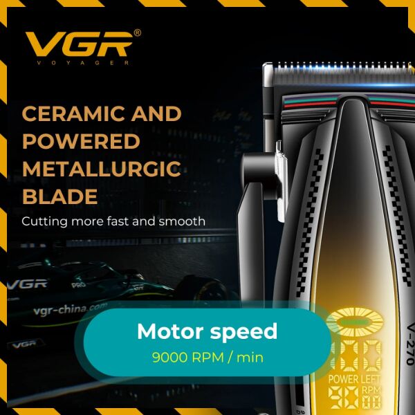 VGR V-270 Profesyonel Saç Kesme Makinesi, 9000 RPM Yüksek Hızlı Motor ve LED Ekran