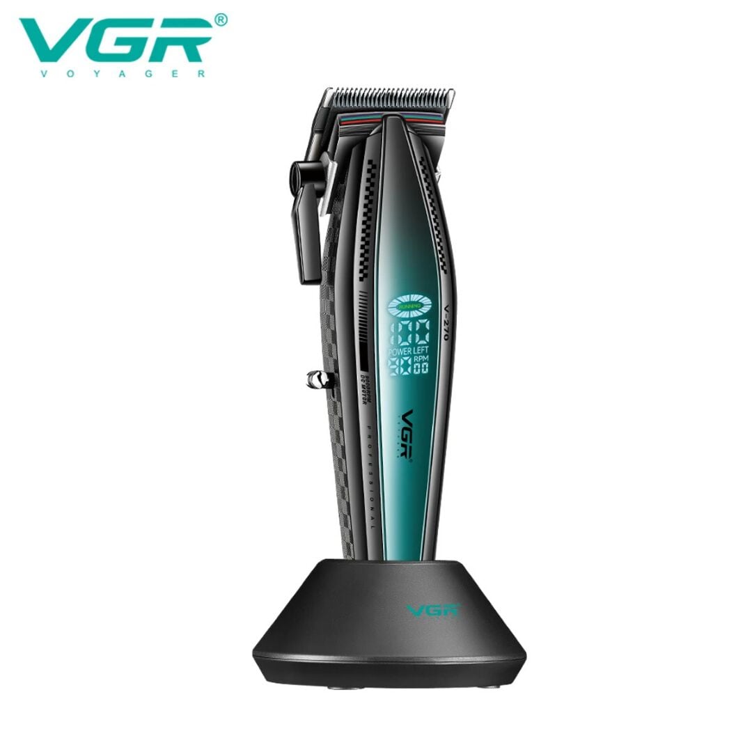 VGR V-270 Profesyonel Saç Kesme Makinesi, 9000 RPM Yüksek Hızlı Motor ve LED Ekran mavi