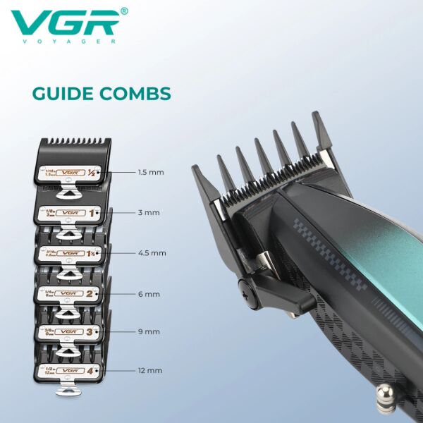 VGR V-270 Profesyonel Saç Kesme Makinesi, 9000 RPM Yüksek Hızlı Motor ve LED Ekran mavi