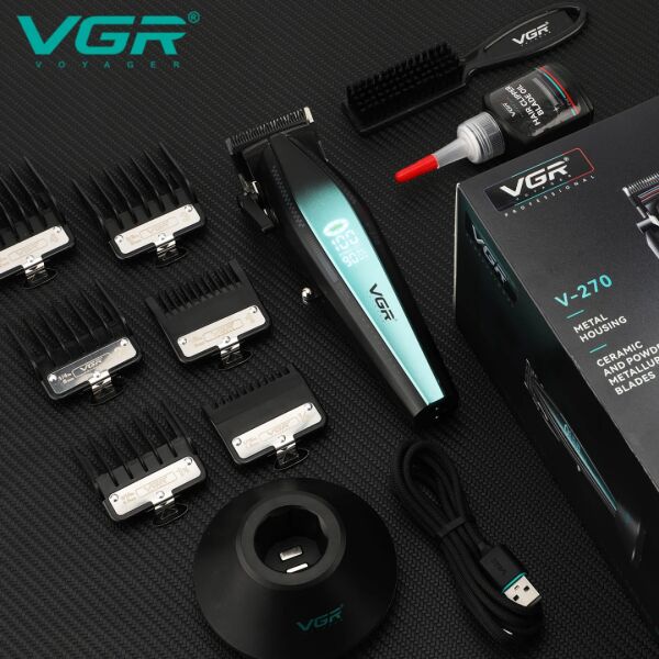 VGR V-270 Profesyonel Saç Kesme Makinesi, 9000 RPM Yüksek Hızlı Motor ve LED Ekran mavi