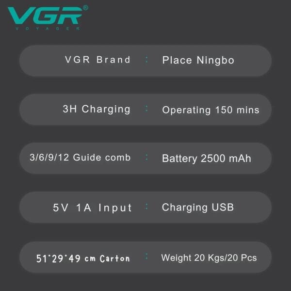 Profesyonel Şarjlı Saç Kesme Makinesi V-269 - LED Ekran, 9000 RPM Motor, DLC Kaplı Bıçaklar