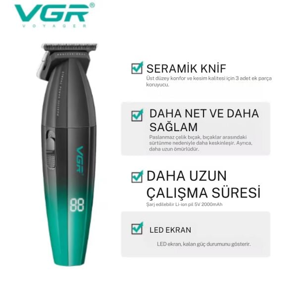 VGR V-906 DLC T-Blade tıraş makinesi Makinesi - 9000 RPM
