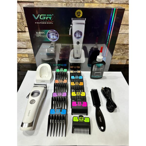 VGR V-880C Profesyonel BLDC Motorlu Şarjlı Saç Kesme Makinesi - Seramik Bıçaklı, Standlı