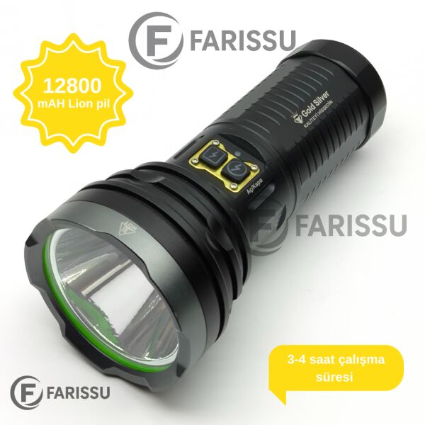 Gold Silver GS-14200 Profesyonel Şarjlı El Feneri 50W 5000 Lümen - Powerbank Özellikli
