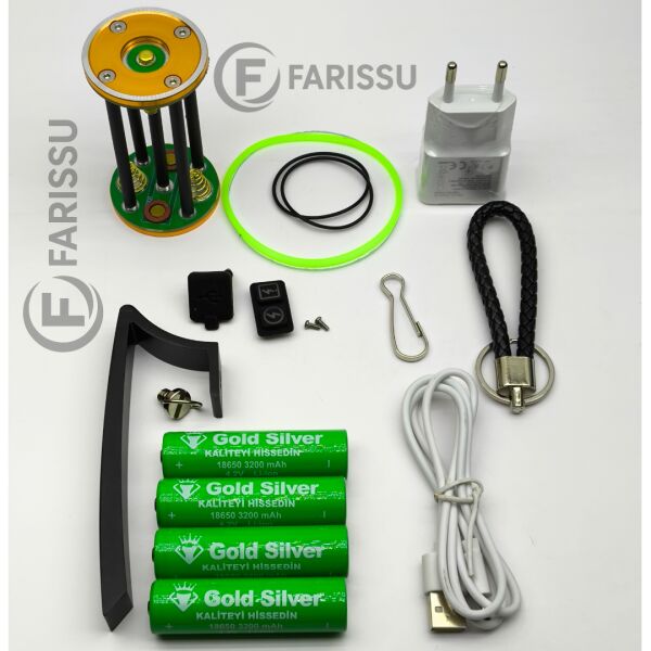 Gold Silver GS-14200 Profesyonel Şarjlı El Feneri 50W 5000 Lümen - Powerbank Özellikli