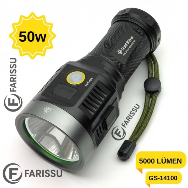 Gold Silver GS-14100 50W 5000 Lümen Profesyonel Şarjlı El Feneri