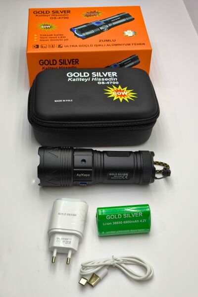 GOLD SILVER GS-4700 Profesyonel Ultra Işık Gücü | 4 Modlu, Zoomlu, Alüminyum Gövdeli Fener