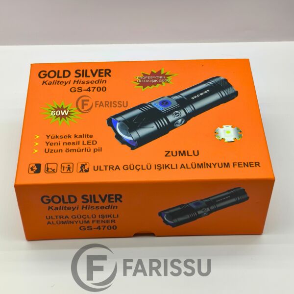 GOLD SILVER GS-4700 Profesyonel Ultra Işık Gücü | 4 Modlu, Zoomlu, Alüminyum Gövdeli Fener