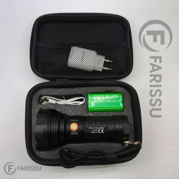 GOLD SILVER GS-5000 6800mAh Bataryalı, Uzun Ömürlü, Şarjlı El Feneri