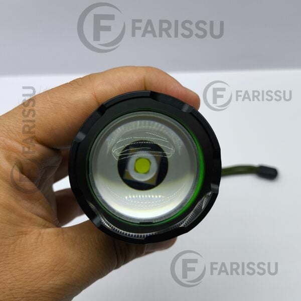 GS-7570 Şarjlı LED Fener - 20W, 1200 Lümen, 1.5 Km Zoom Menzil, 6000 mAh Batarya, Alüminyum Gövde