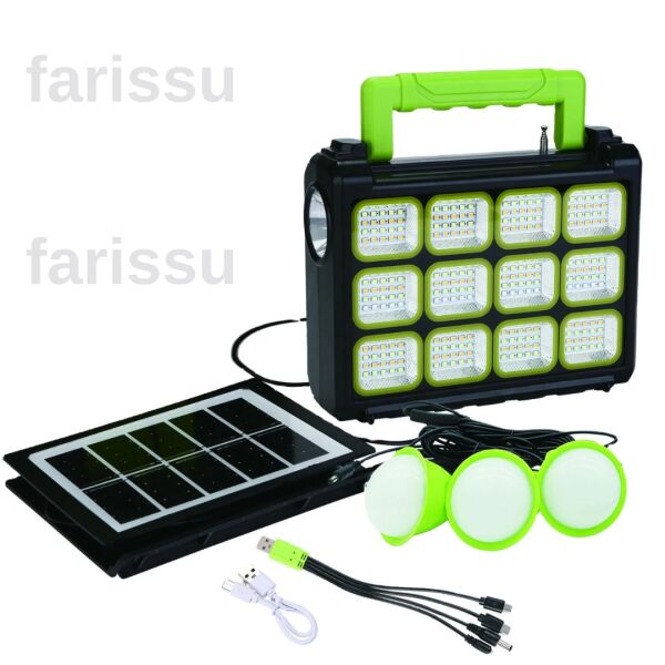 Gold Silver GS-908 200W Güneş Enerjili Şarjlı Fener - Bluetooth, USB, Radyo ve MP3 Özellikli