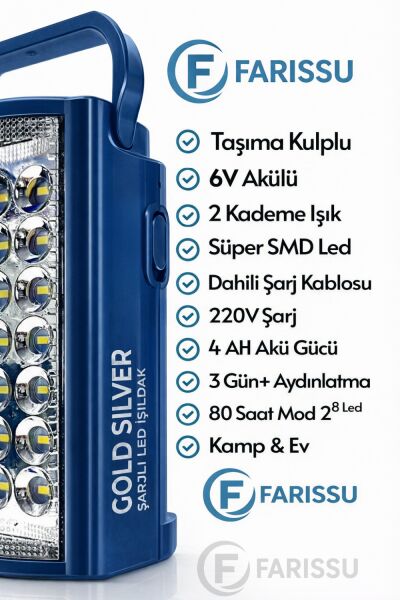 Telefon Şarj Edebilen Şarjlı Işıldak 24 Led USB 80 Saat Kesintisiz Işık Kamp Feneri Ledli Kamp Lambası