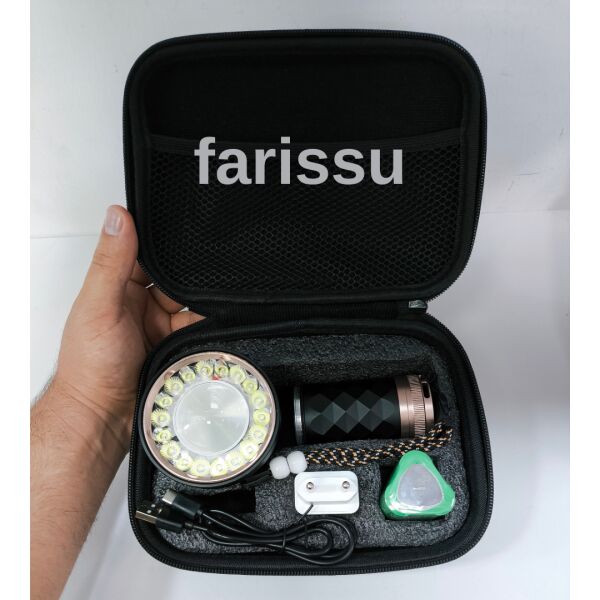 Gold Silver GS-14700 80W Şarjlı Avcı Feneri | 5000 Lümen | Alüminyum Gövde | 8000 mAh Pil