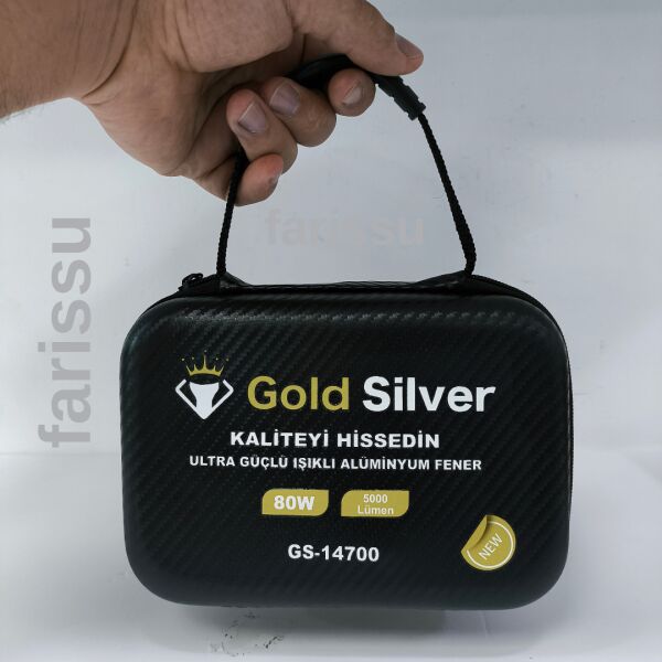 Gold Silver GS-14700 80W Şarjlı Avcı Feneri | 5000 Lümen | Alüminyum Gövde | 8000 mAh Pil