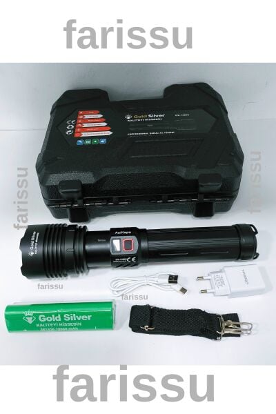 Gold Silver GS-14600 Şarjlı El Feneri | 80W 8000 Lümen - 18000 mAh Powerbank Özellikli