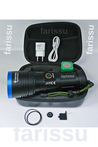 Gold Silver GS-14000 Şarjlı El Feneri | 40W 4000 Lümen | 12800 mAh Li-ion | Kamp, Avcılık & Acil Durumlar