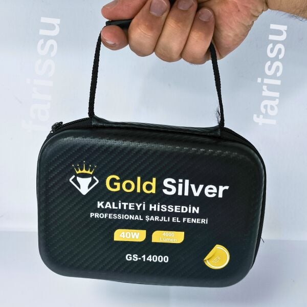 Gold Silver GS-14000 Şarjlı El Feneri | 40W 4000 Lümen | 12800 mAh Li-ion | Kamp, Avcılık & Acil Durumlar
