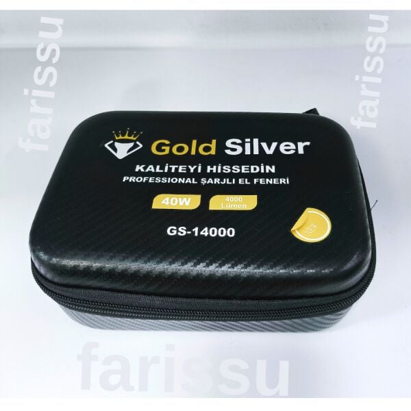 Gold Silver GS-14000 Şarjlı El Feneri | 40W 4000 Lümen | 12800 mAh Li-ion | Kamp, Avcılık & Acil Durumlar
