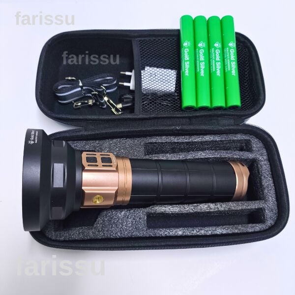 Gold Silver GS-14800 | 100W Ultra Güçlü Alüminyum El Feneri – 6000 Lümen