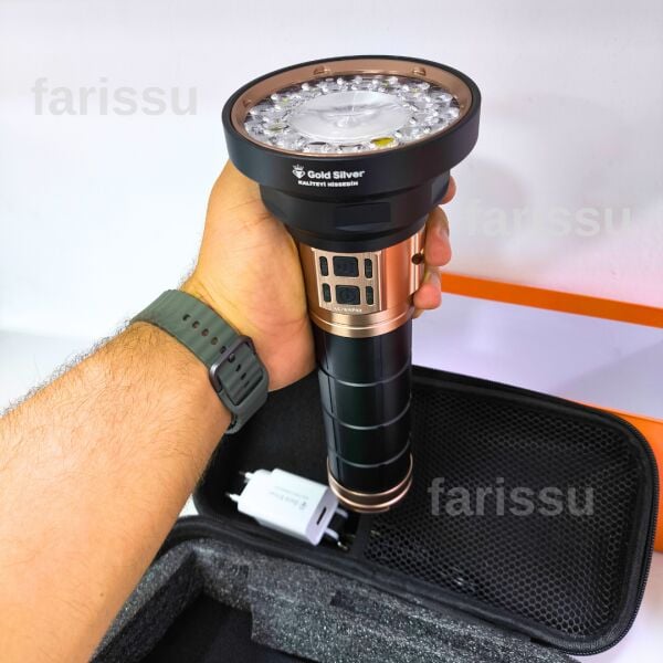 Gold Silver GS-14800 | 100W Ultra Güçlü Alüminyum El Feneri – 6000 Lümen
