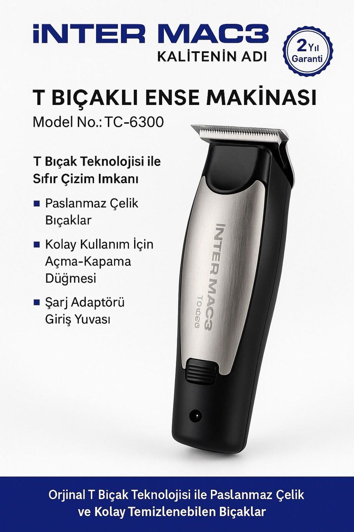 İNTER MAC3 T-BIÇAKLI ENSE VE SAKAL MAKİNASI