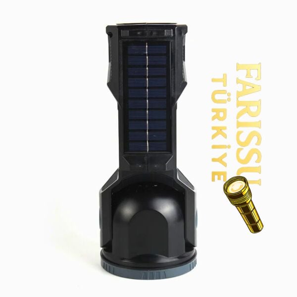 Güneş Enerjili P50 LED 180° Dönebilen Başlıklı Powerbank'li Profesyonel El Feneri & Projektör (6600mAh)