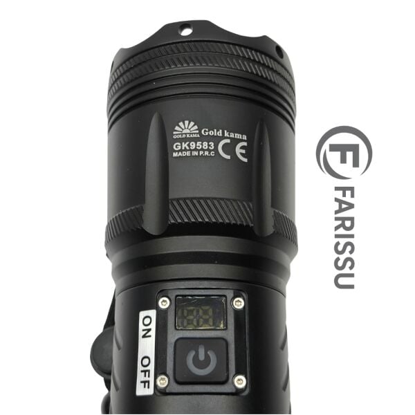 100W Lazer LED El Feneri - 2200 Metre Menzil, 7200mAh Powerbank Özellikli, Dijital Göstergeli ve 5 Mod