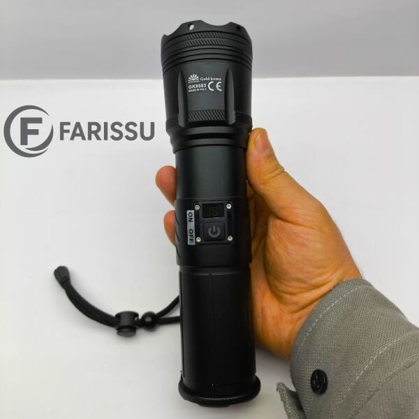 100W Lazer LED El Feneri - 2200 Metre Menzil, 7200mAh Powerbank Özellikli, Dijital Göstergeli ve 5 Mod