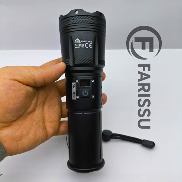 100W Lazer LED El Feneri - 2200 Metre Menzil, 7200mAh Powerbank Özellikli, Dijital Göstergeli ve 5 Mod