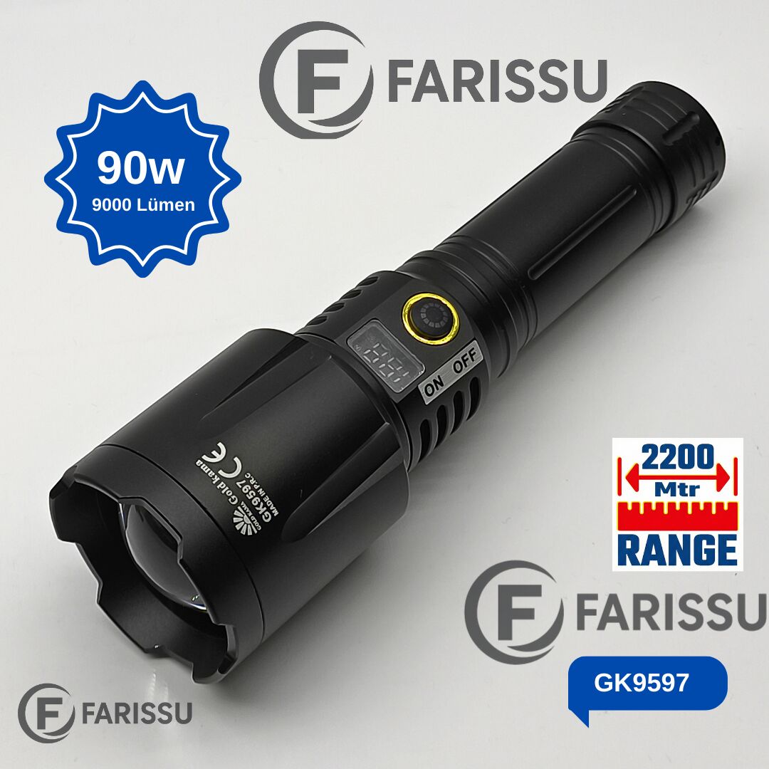 Gold Kama GK9597 90W Profesyonel Avcı Feneri - 2200M Menzil & Powerbank Çıkışlı
