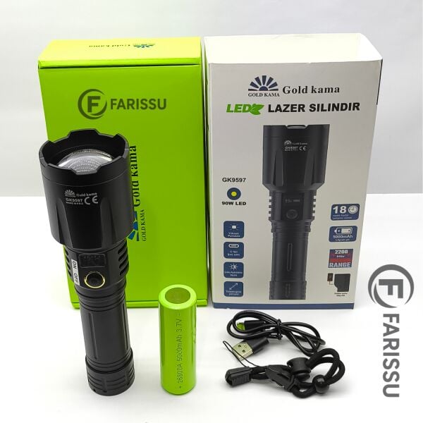 Gold Kama GK9597 90W Profesyonel Avcı Feneri - 2200M Menzil & Powerbank Çıkışlı