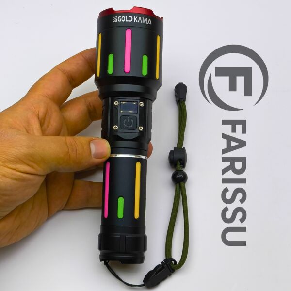 Goldkama P90 50W 5000 Lümen Profesyonel Taktik El Feneri - 1 KM Menzil, 8000mAh Bataryalı ve Zoomlu