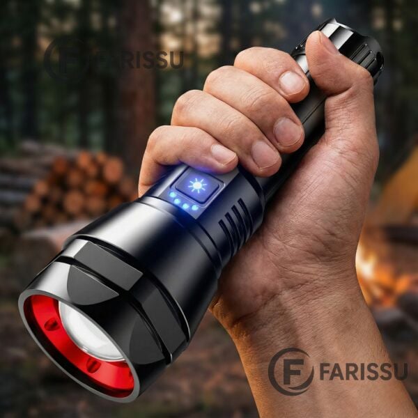 RT-526 50W Profesyonel Uzun Menzilli Şarjlı LED El Feneri – Powerbank Özellikli, 3500mAh