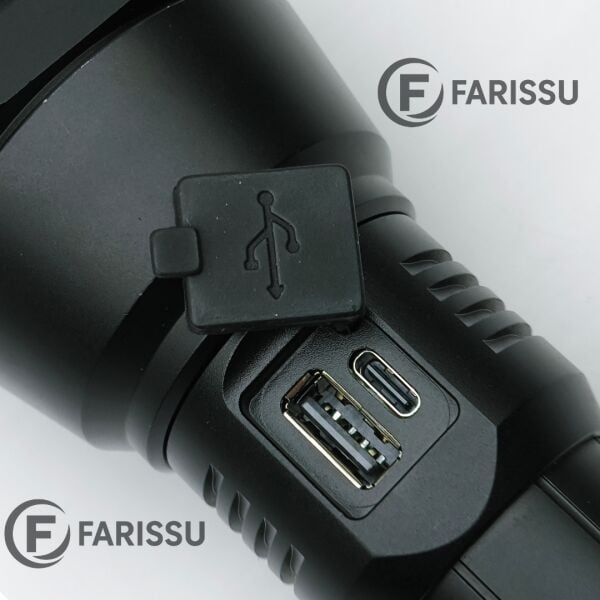 RT-526 50W Profesyonel Uzun Menzilli Şarjlı LED El Feneri – Powerbank Özellikli, 3500mAh