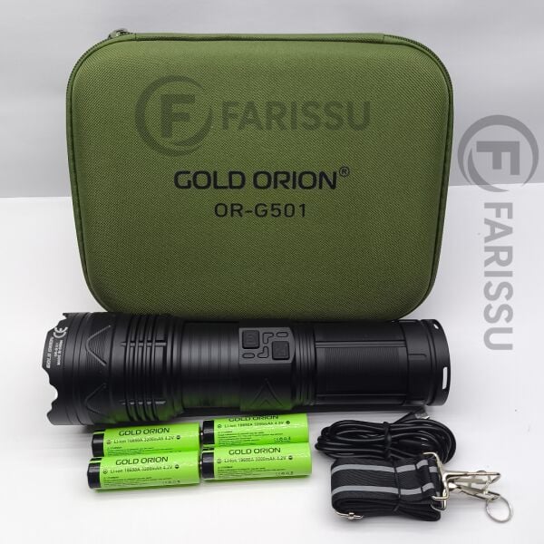 OR-G501: Geceyi Gündüze Çeviren 3 KM Menzilli Dev Projektör Fener (Powerbank Özellikli Full Set)