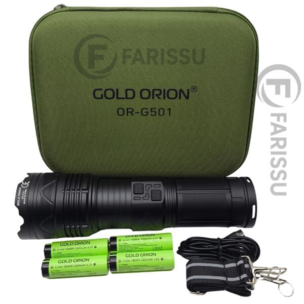 OR-G501 Geceyi Gündüze Çeviren 3 KM Menzilli Dev Projektör Fener (Powerbank Özellikli Yedek Pilli Full Set)