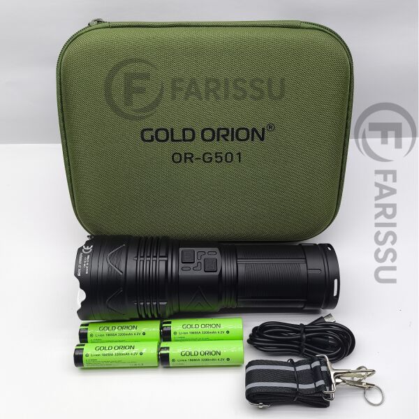 OR-G501 Geceyi Gündüze Çeviren 3 KM Menzilli Dev Projektör Fener (Powerbank Özellikli Yedek Pilli Full Set)