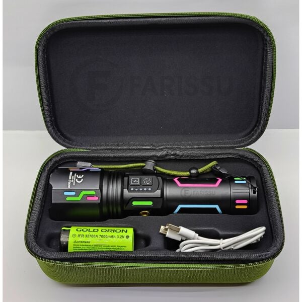 OR-G650 Ultra Güçlü Şarjlı El Feneri | 3 KM Menzil, Powerbank Özellikli, Zoomlu ve Özel Çantalı (200 Watt)