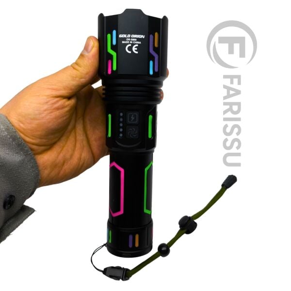 OR-G650 Ultra Güçlü Şarjlı El Feneri | 3 KM Menzil, Powerbank Özellikli, Zoomlu ve Özel Çantalı (200 Watt)