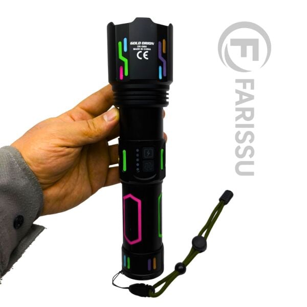 OR-G650 Ultra Güçlü Şarjlı El Feneri | 3 KM Menzil, Powerbank Özellikli, Zoomlu ve Özel Çantalı (200 Watt)